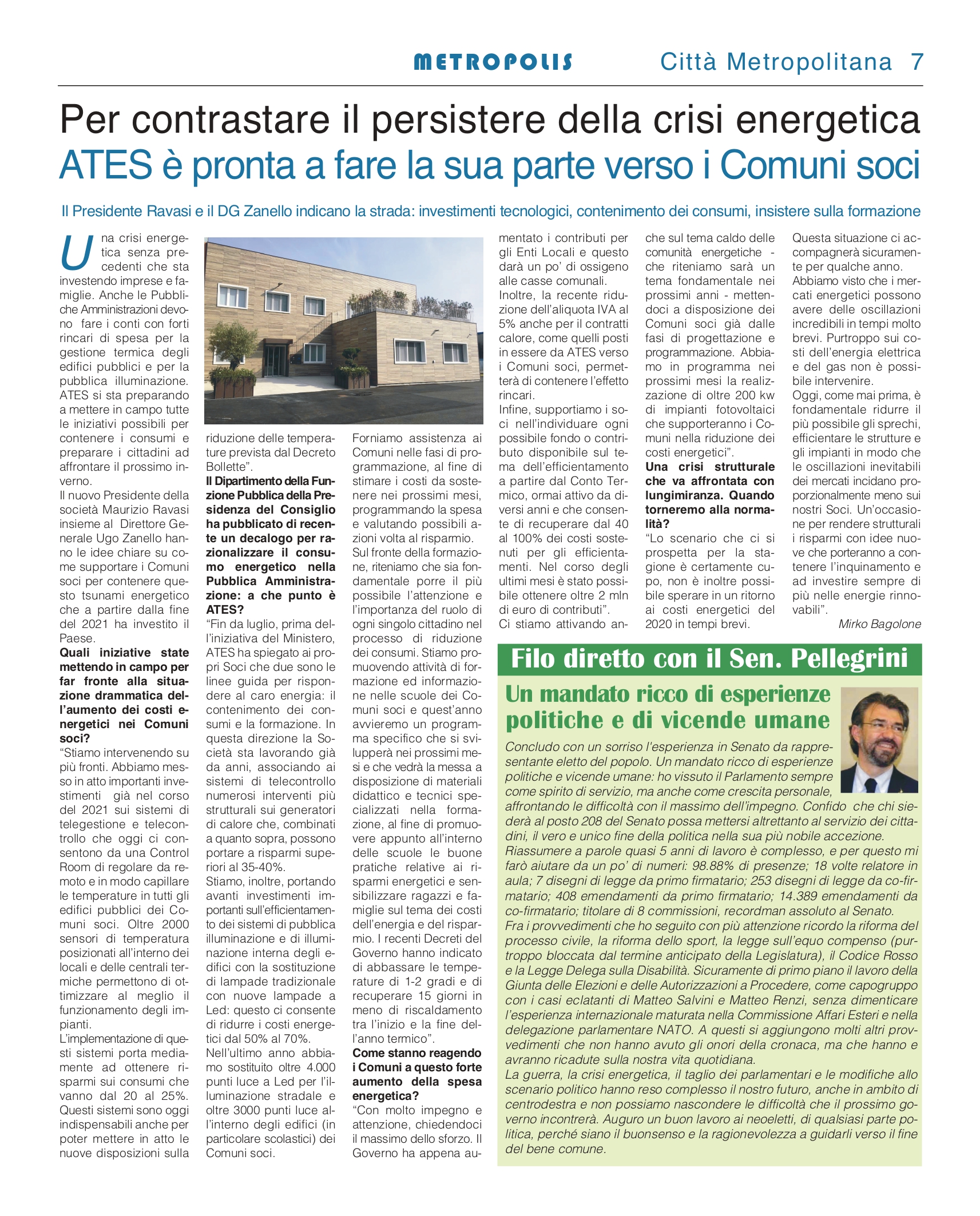 ATES è pronta a fare la sua parte verso i Comuni soci: investimenti tecnologici, contenimento dei consumi, formazione.